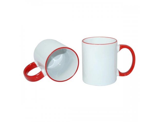 Caneca Porcelana 350ml com Borda Colorida - 1013