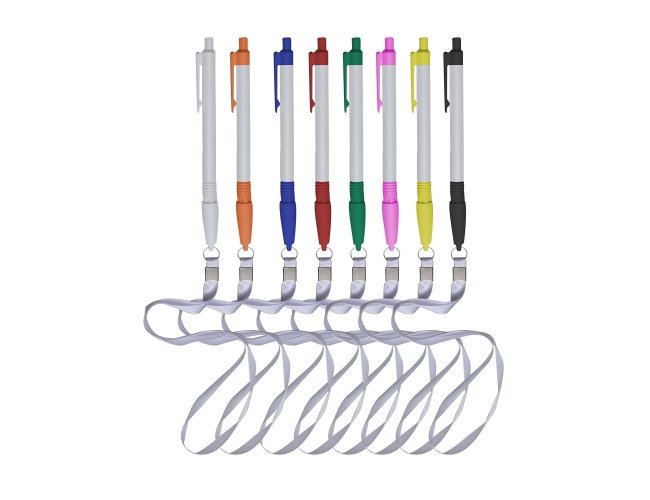 Caneta Plstica com Cordo Personalizada