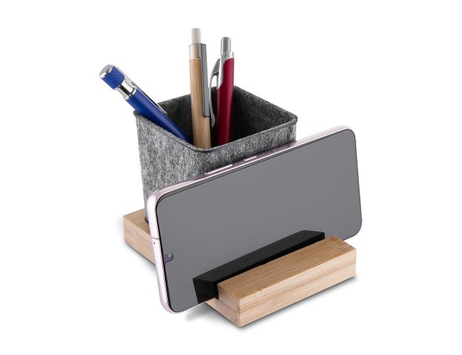 Porta objetos/smartphone em feltro e bambu Personalizado