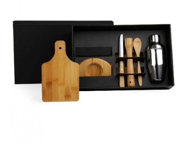 Kit Para Caipirinha Em Bambu / Madeira - 0,35 L - 6 Ps Personalizada