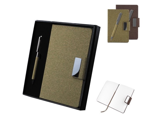 Kit escritrio A5 em PU e fibra de caf